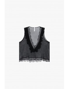 Top sans manches dentelle col V - Imperial Femme