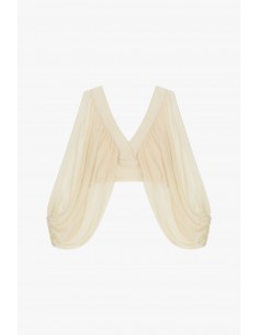 Top court manches transparentes drapé col V - Imperial Femme