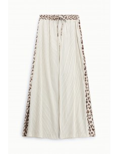 Pantalon palazzo rayé à bande animalier – Imperial Femme