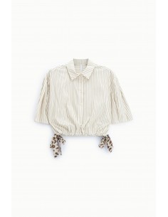 Pantalon palazzo rayé à bande animalier – Imperial Femme