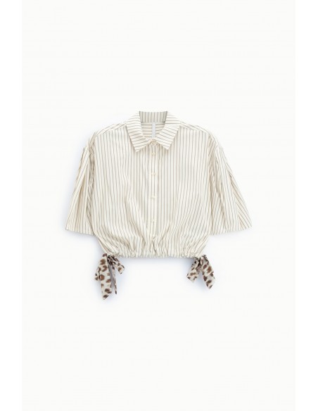 Pantalon palazzo rayé à bande animalier – Imperial Femme