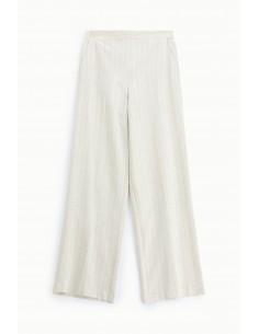 Pantalon palazzo rayé en lin mélangé – Imperial Femme