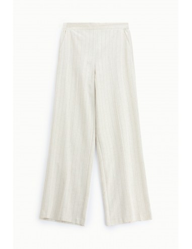 Pantalon palazzo rayé en lin mélangé – Imperial Femme