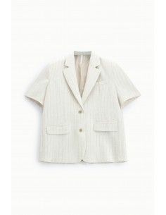 Blazer manches courtes rayé en lin mélangé – Imperial Femme