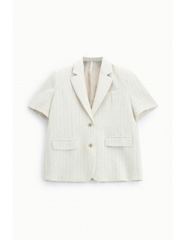 Blazer manches courtes rayé en lin mélangé – Imperial Femme