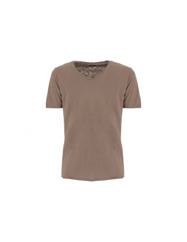 T-shirt Imperial Homme col V en coton flammé à finitions roulottées