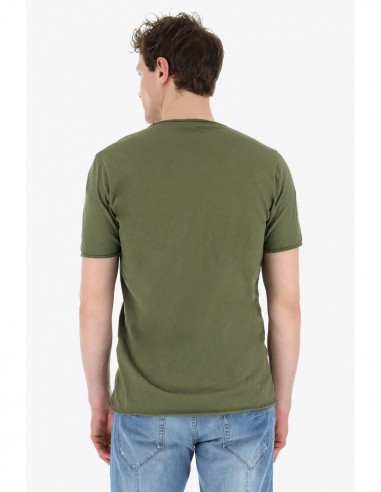 T-shirt Imperial Homme col V en coton flammé à finitions roulottées