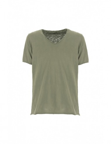 T-shirt Imperial Homme col V en coton flammé à finitions roulottées