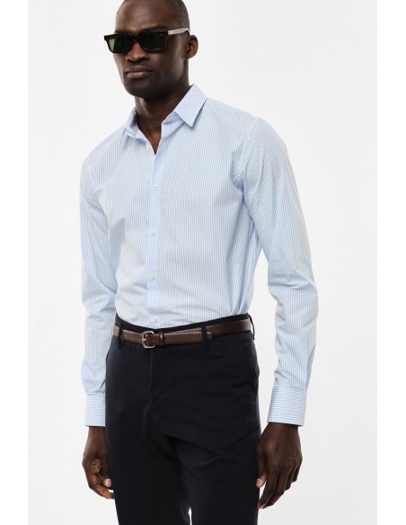Chemise homme rayée en popeline de coton Imperial – Coupe regular