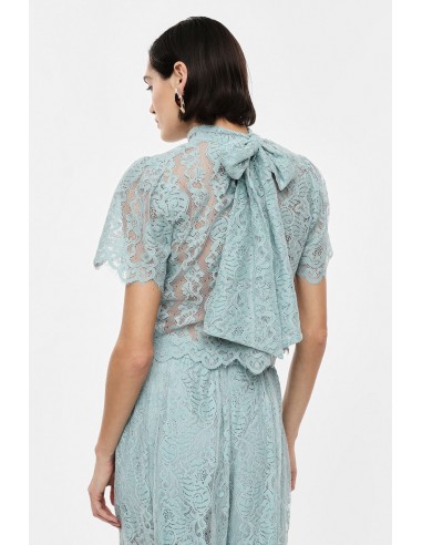 IMPERIAL Femme – Crop top dentelle blanche col montant