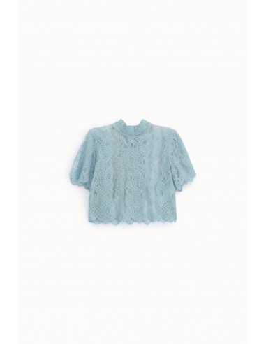 IMPERIAL Femme – Crop top dentelle blanche col montant