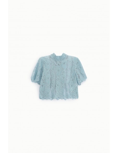 IMPERIAL Femme – Crop top dentelle col montant