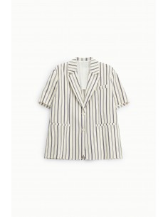 Blazer Oversize Rayé Manches Courtes – Imperial Femme