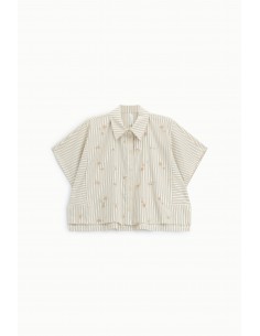 Chemise cropped rayée à strass et sequins – Imperial Femme