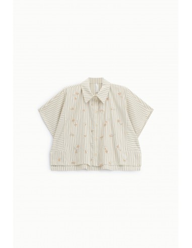 Chemise cropped rayée à strass et sequins – Imperial Femme