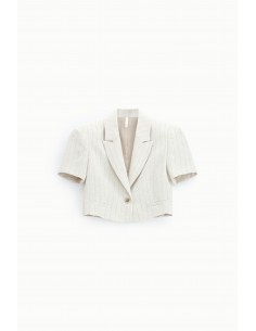 Blazer ecru a rayures forme cropp - Imperial Femme