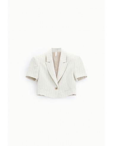 Blazer ecru a rayures forme cropp - Imperial Femme