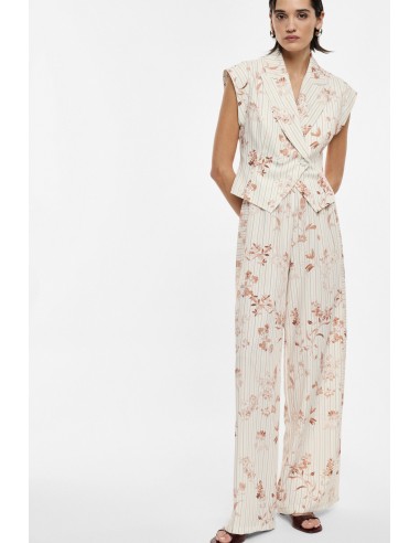 Pantalon palazzo floral à rayures – Imperial Femme
