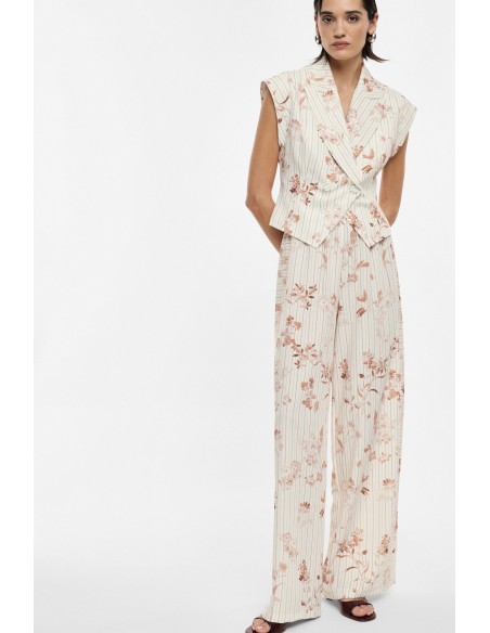 Pantalon palazzo floral à rayures – Imperial Femme