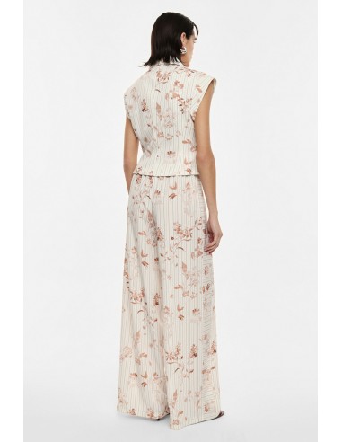 Pantalon palazzo floral à rayures – Imperial Femme