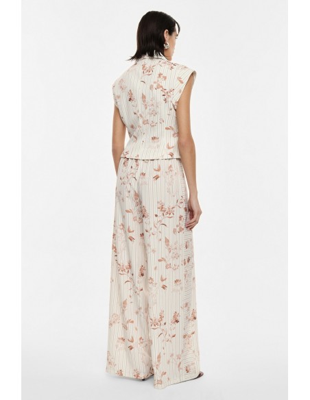 Pantalon palazzo floral à rayures – Imperial Femme