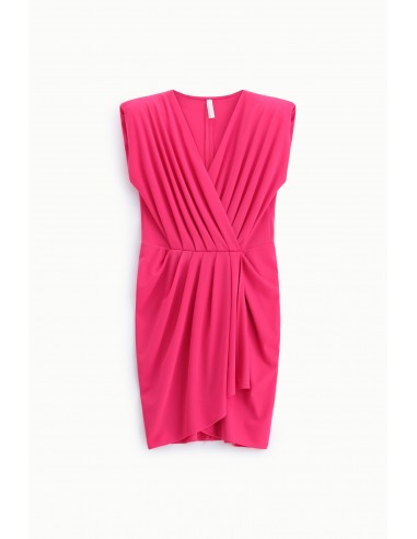Robe courte drapée à col V – Imperial Femme