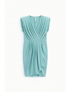 Robe courte drapée à col V – Imperial Femme