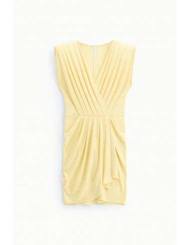 Robe courte drapée à col V – Imperial Femme