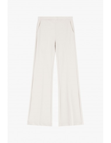 Pantalon de smoking flare en crêpe ecru avec finitions satin- Imperial