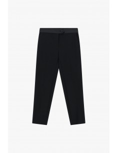 Pantalon de smoking cigarette en crêpe avec finitions satin - Imperial