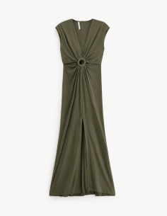 Robe longue drapée kaki Imperial Femme