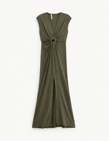 Robe longue drapée kaki Imperial Femme