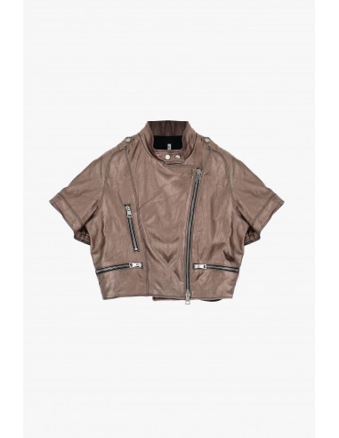 Blouson cuir marron glacé métallisé  Imperial Femme