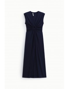 Robe longue  noire sans manches drapée - Imperial