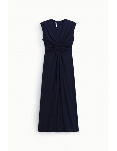Robe longue  noire sans manches drapée - Imperial