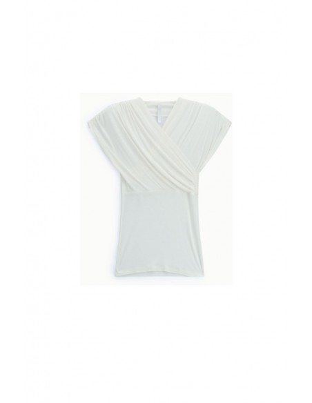 T-shirt drapé ecru Imperial Femme