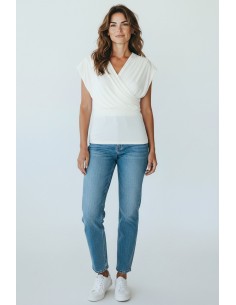T-shirt drapé ecru Imperial Femme