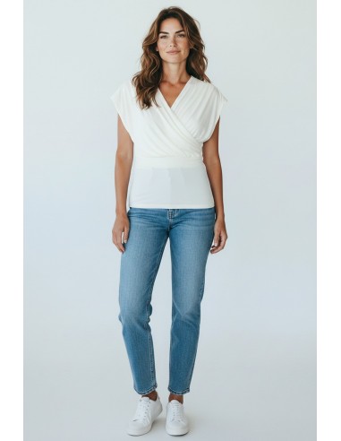 T-shirt drapé ecru Imperial Femme