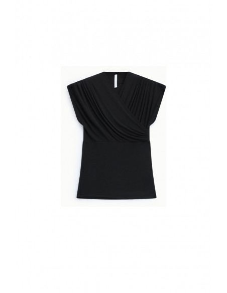 T-shirt noir croisé Imperial Femme