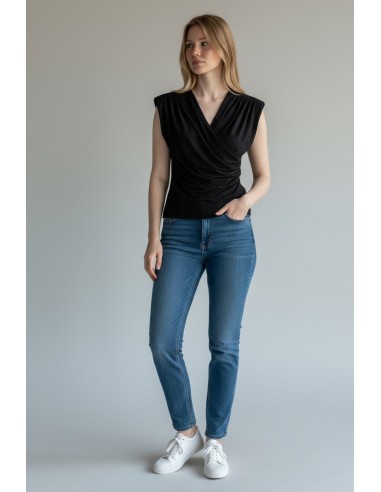 T-shirt noir croisé Imperial Femme