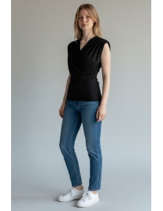 T-shirt noir croisé Imperial Femme