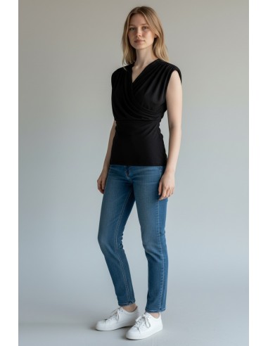 T-shirt noir croisé Imperial Femme