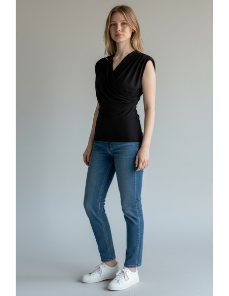T-shirt noir croisé Imperial Femme