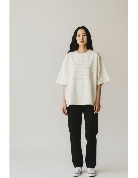 T-shirt oversize brodé écru Imperial Femme