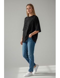T-shirt oversize noir brodé Imperial Femme