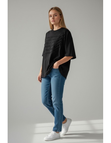 T-shirt oversize noir brodé Imperial Femme