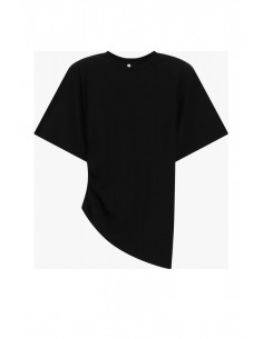 T-shirt asymétrique noir drapé Imperial Femme