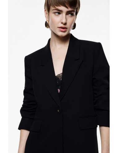 Blazer asymetrique noir a manches froncées - Imperial