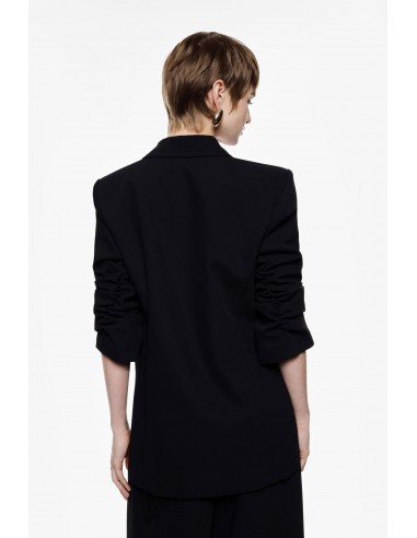 Blazer asymetrique noir a manches froncées - Imperial