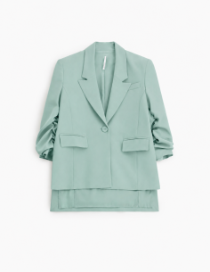 Blazer asymetrique noir a manches froncées - Imperial